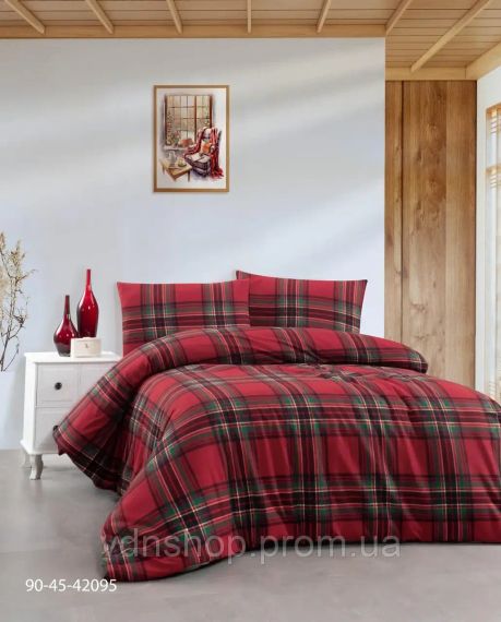 Червоний Тепла постільна білизна / байкова євро розміру фланель 100%-бавовна Туреччина Cotton Collection | Зображення 1