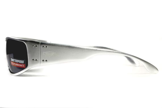 Окуляри захисні Global Vision Bad-Ass-2 Silver (gray), сірі в сріблястій металевій оправі | Зображення 3