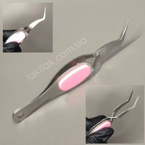 Зворотний пінцет для затиску арки (сталевий з рожевою вставкою)