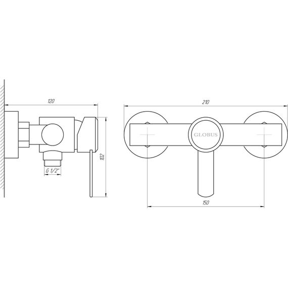 Змішувач для душа Globus Lux WIEN SBT2-105 | Зображення 1