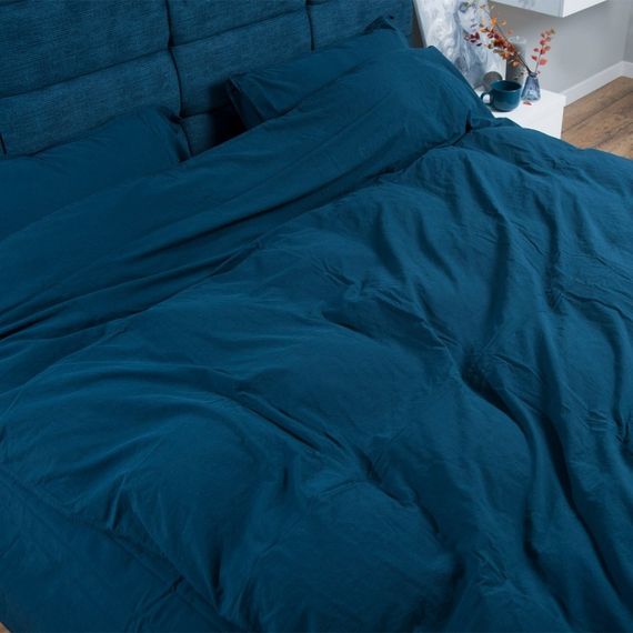 Комплект постельного белья SoundSleep Stonewash Adriatic евро dark blue синий | Зображення 3