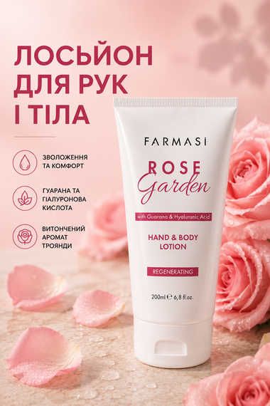 Лосьйон для рук та тіла з ароматом троянди Farmasi Rose Garden 200 мл