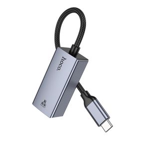 Інтернет адаптер Hoco UA37 1000 Mbps (Type-C to RJ45) Metal gray