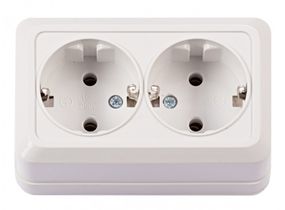 Розетка накладная 2-я з/к (белая) IP20 Leon Ny95000063