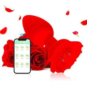 Силіконова анальна пробка Smart Rose з вібрацією 9 режимів, керування через додаток, діаметр 3,3 см.