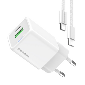 Зарядний пристрій мережевий USB/Type-C + кабель Type-C PD 30W GaN Mini ColorWay