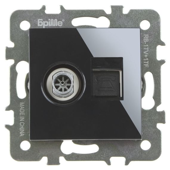 Розетка черная RB-1TV+1TF