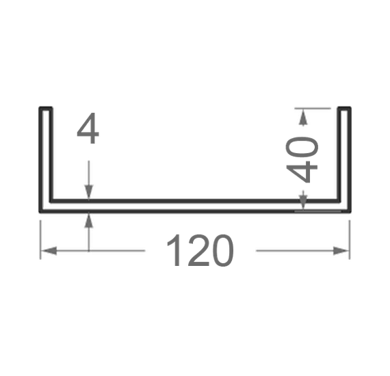 Алюминиевый профиль швеллер 120х40х4 A4055