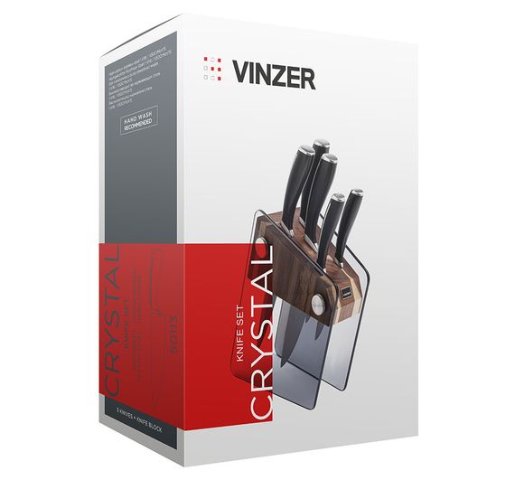 Набор кухонных ножей с подставкой Vinzer Crystal 50113, 6 предметов, нержавеющая сталь, острые | Зображення 7