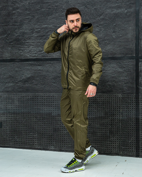 Мужской спортивный костюм из плащевки штаны и ветровка, BD0030 цвет хаки, размер XL | Зображення 1