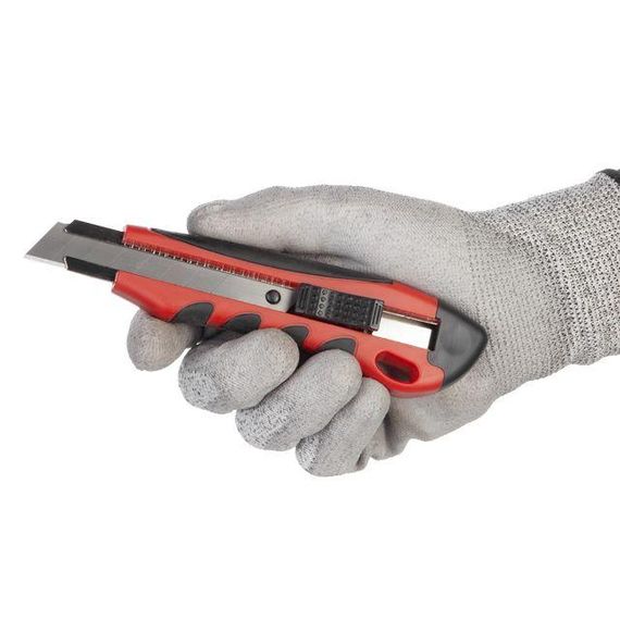 Ніж з відламним лезом 18 мм, протиковзний корпус, подрібнювач INTERTOOL HT-0506 | Зображення 7