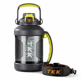 Спортивная бутылка TKK (2000 мл) - Серый матовый Tritan BPA-free, с эргономичной ручкой и клапаном
