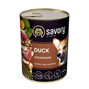 Вологий корм Savory Dog Gourmand Duck для собак усіх порід, паштет з качкою та бататом 400 г