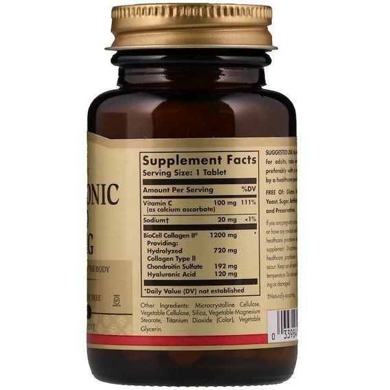 Гиалуроновая кислота Solgar Hyaluronic Acid 120 mg 30 Tabs | Зображення 1