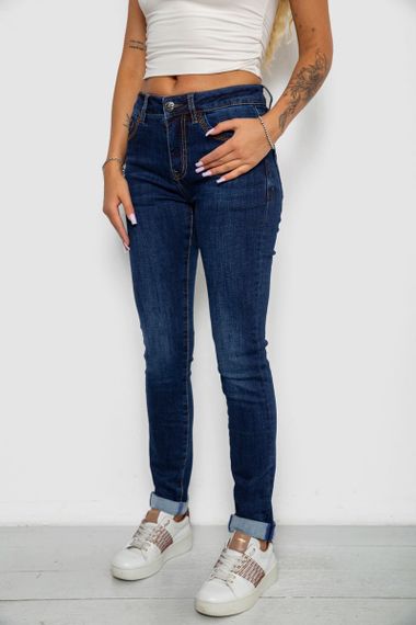 Джинси жіночі однотонні утеплені Skinny, колір синій, 244R5690 | Зображення 2