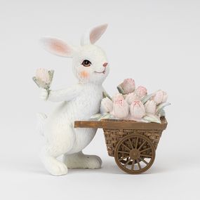 Настольная пасхальная статуэтка Spring Garden: Кролик с нежной веткой, 11 см