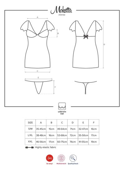 Сорочка з мереживними рукавами і стрінги Obsessive Moketta фіолетовий, L/XL sexstyle | Зображення 4