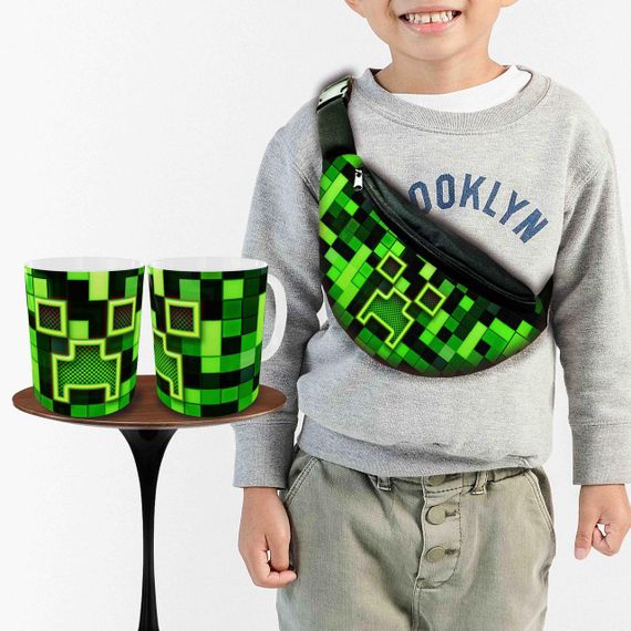 Набір: Сумка-бананка+ Кружка майнкрафт "Minecraft" дитяча з принтом (00252)