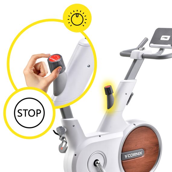 Велотренажер спінінговий (спінбайк) Cornix Eliza White/Grey | Зображення 1