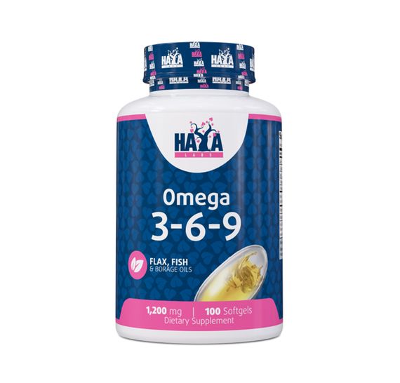 Омега 3-6-9 Haya Labs Omega 3-6-9 Flax, Fish &amp; Borage Oils 1200 mg 100softgels