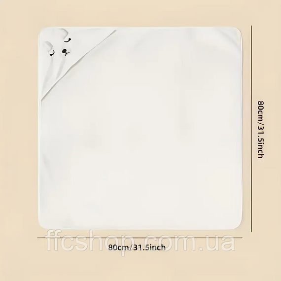 М'який та вбираючий Дитячий Рушник для ванни з капюшоном Білий 80x80см (Т62034) | Зображення 3