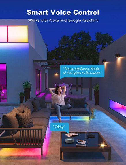 Стрічка світлодіодна Govee  розумна H6172 Phantasy Outdoor LED RGBIC Strip Lights 10м Білий (H61723D1) | Зображення 8