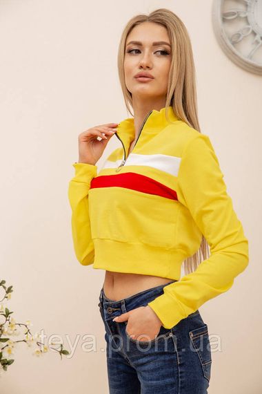 Укорочений жіночий світшот олімпійка на блискавці колір жовтий FA_001396 | Зображення 2