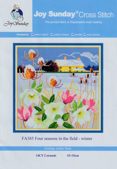 Набор для вышивания по нанесённой на канву схеме "Four season in the field-winter". AIDA 14CT printed 33*33 см | Зображення 1