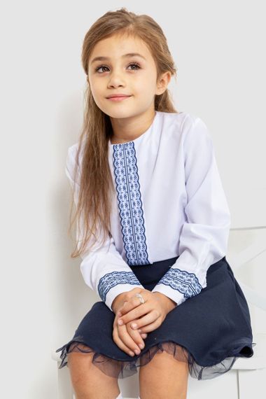 Блузка ошатна для дівчаток, колір біло-синій, 172R204-1 | Зображення 3