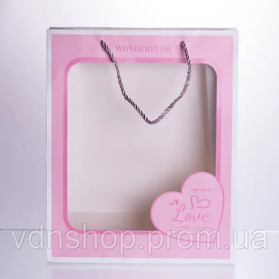 Набор подарочных пакетов из бумаги Love с окошком 12 шт 26×10×32 см HP-10359-18 | Зображення 7