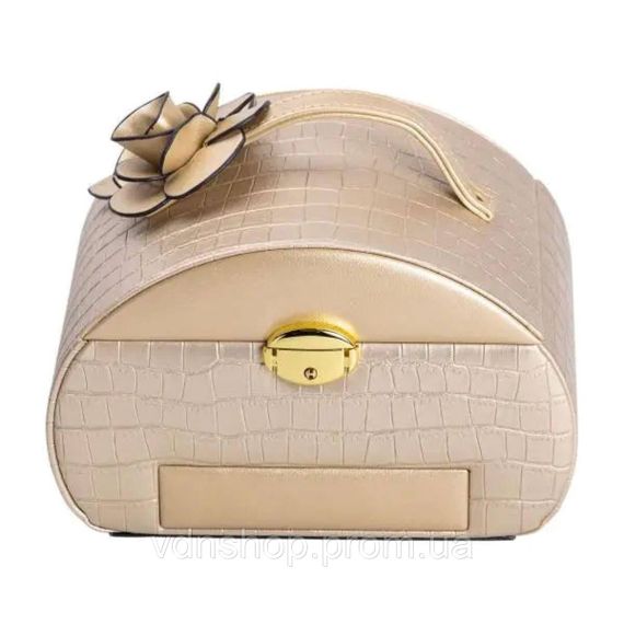 Шкатулка для украшений из эко кожи 3 яруса с замком органайзер для ювелирных изделий HP-5-21GOLD