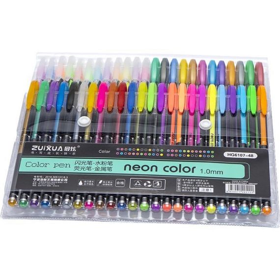 Набір гелевих ручок "Neon color" HG6107-48, 48 кольорів | Зображення 1