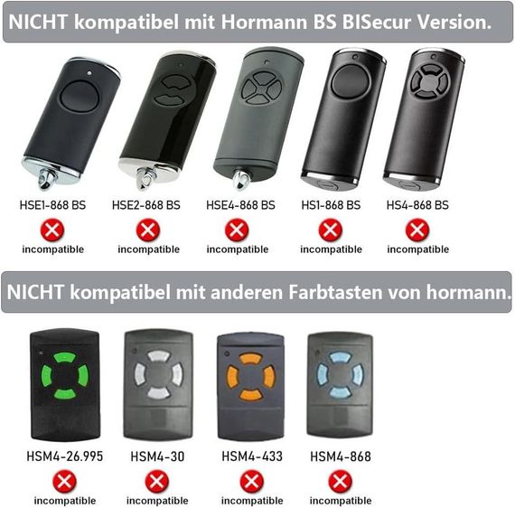 Пульт ZOYDP для Hörmann 40.685 MHz, 2 шт, пульт для гаражних воріт, HSE2-40 HSM4-40 HSE4-40 HS4-40 HS2-40 | Зображення 2