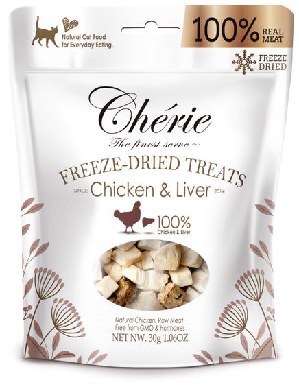 Ласощі для котів з куркою та печінкою Cherie Freeze-Dried Treats Chicken & Liver, 30 гр