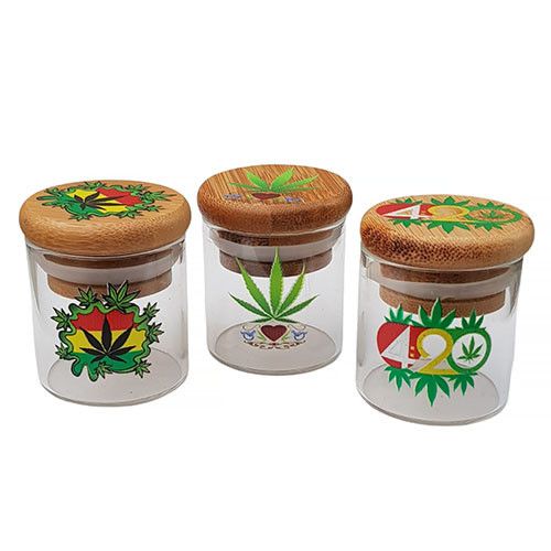 Герметичний Контейнер Для зберігання трав Bamboo glass jars