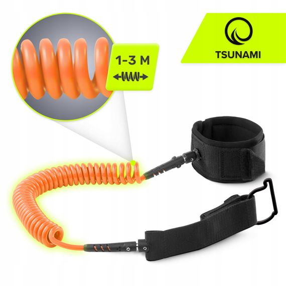 Ліш страхувальний для дошки TSUNAMI SUP-Leash Black/Orange (P-5907739316493) | Зображення 2