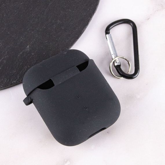 Силиконовый футляр с микрофиброй для наушников Airpods 1/2 Черный / Black | Зображення 3
