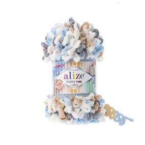 Пряжа Alize Puffy FINE Color 5946 фантазійна нитка плюшева