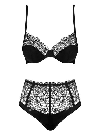 Комплект із високими трусиками Obsessive Sharlotte set Чорний L/XL | Зображення 3
