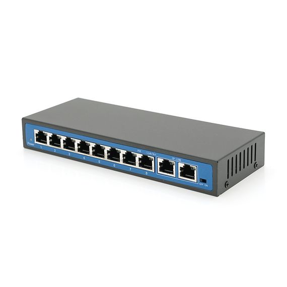Коммутатор POE 48V с 8 портами POE 100Мбит + 2 порт Ethernet 100Мбит, Black, Q18