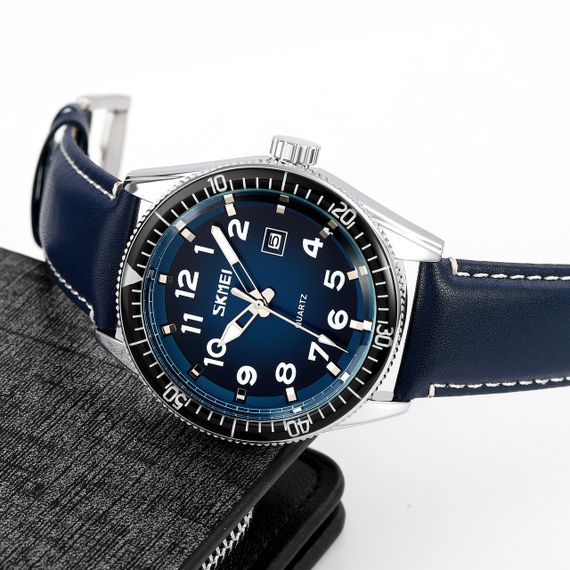 Skmei 9232LSIBU Silver-Blue-Leather Strap | Зображення 3