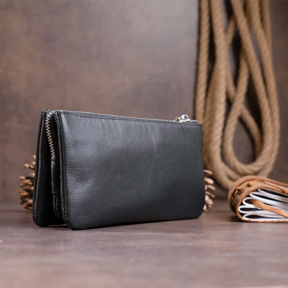 Вместительный клатч на два отделения женский ST Leather 19246 Черный | Зображення 9