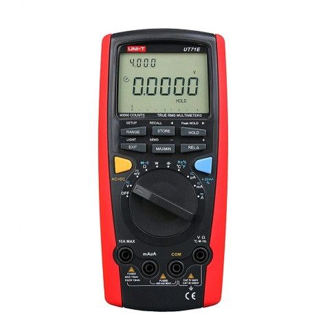 Мультиметр UNI-T UT71E Вимірювання: V, A), Ω, F, Hz, °C/°F, DUTY, 4-20мА, W (True RMS). Функції: Data Hold, Peak Hold, Min/Max, | Зображення 1