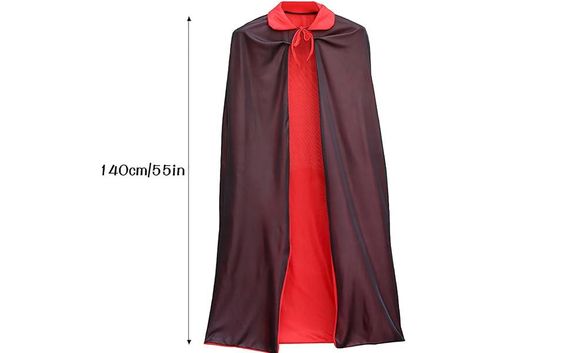 Плащ накидка вампіра 140 см, мантія Дракули двухстороння червона чорна з коміром для образу для Хелловіну карнавалу вечірок | Зображення 3
