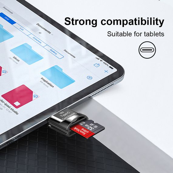 Кардрідер з Type C на Micro-SD, TF, високошвидкістний чорний | Зображення 8