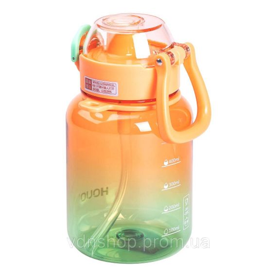 Бутылка для воды многоразовая 700 мл бутылочка с трубочкой для спорта и школы 16.5 см Оранжевая HP-14-32O | Зображення 3