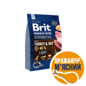 Сухий корм Brit Premium Dog Light для собак із зайвою вагою, індичка 3 кг