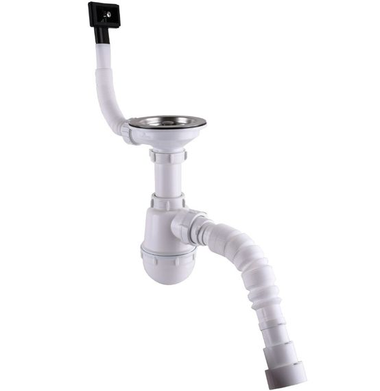 Сифон Waterstal А - 4007 під сталеву кухону мийку 11/2 40 з переливом, з гнучкою трубою