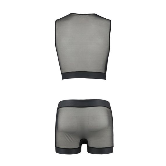 Комплект чоловічої білизни на шнурівці Passion 053 SET WILLIAM L/XL Black, жилет, боксери | Зображення 5