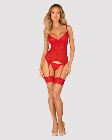 Корсет и стринги Obsessive Ingridia corset Красный XS/S | Зображення 2